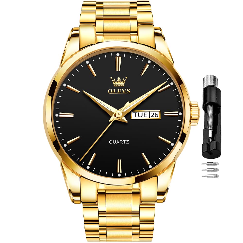 Foto 2 pulgar | Reloj Olevs, Analógico, Cuarzo, Acero, Vestido De Negocios Dorado Para Hombre - Venta Internacional.