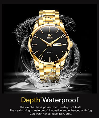 Foto 5 pulgar | Reloj Olevs, Analógico, Cuarzo, Acero, Vestido De Negocios Dorado Para Hombre - Venta Internacional.