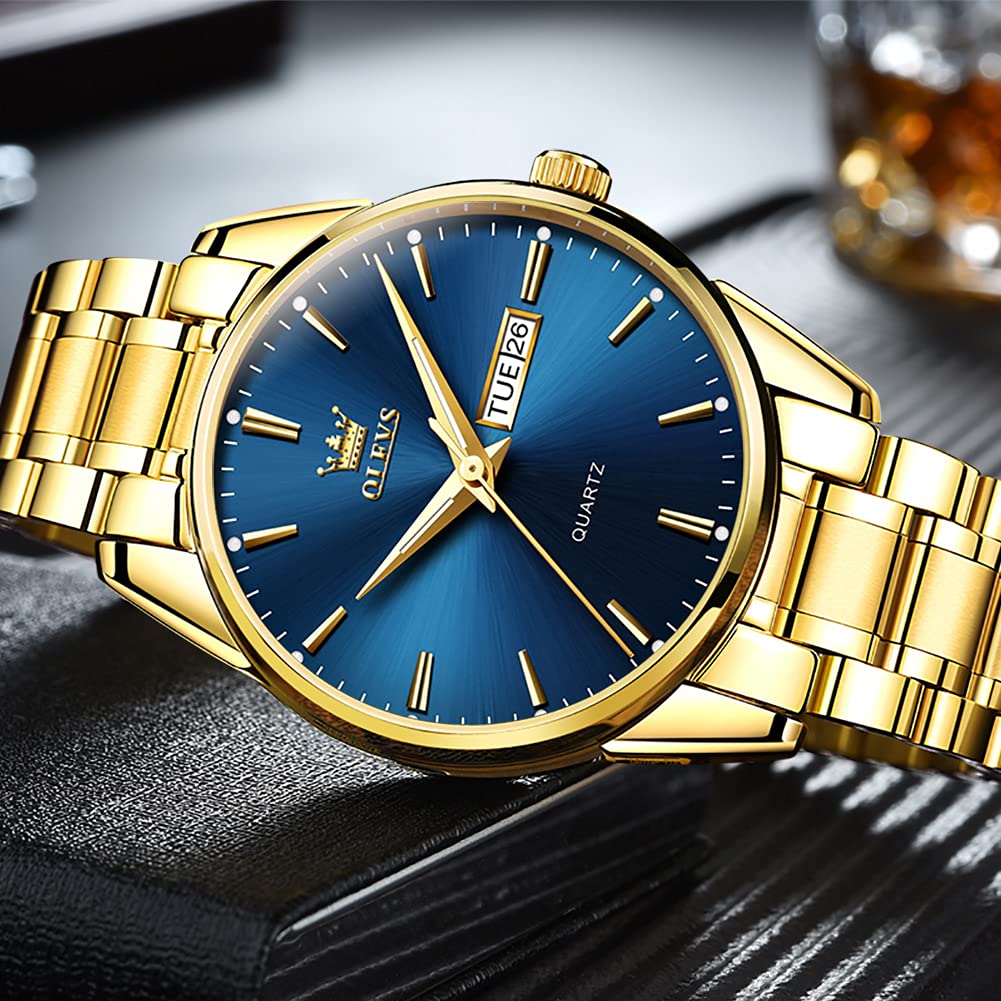 Foto 2 | Reloj Olevs Para Hombre, Vestido De Negocios Analógico, Cuarzo, Acero Inoxidable - Venta Internacional.