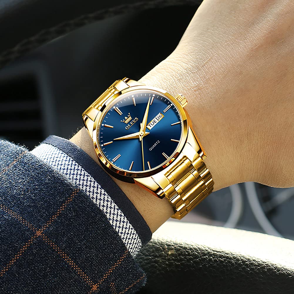 Foto 4 pulgar | Reloj Olevs Para Hombre, Vestido De Negocios Analógico, Cuarzo, Acero Inoxidable - Venta Internacional.