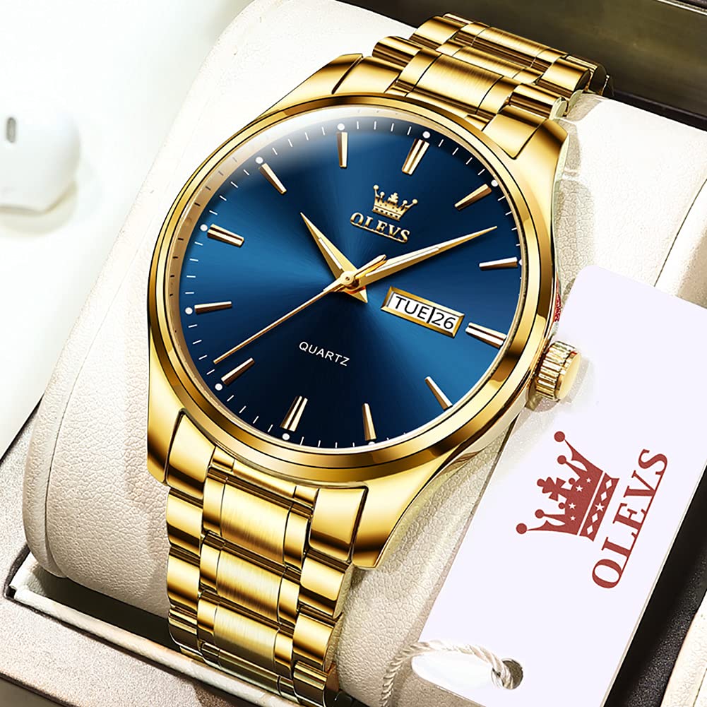 Foto 7 pulgar | Reloj Olevs Para Hombre, Vestido De Negocios Analógico, Cuarzo, Acero Inoxidable - Venta Internacional.