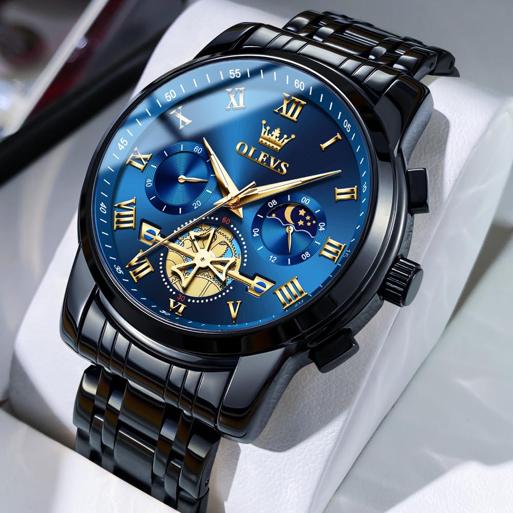 Foto 4 pulgar | Reloj Olevs Blue Moon Phase De Acero Inoxidable Para Hombre - Venta Internacional.
