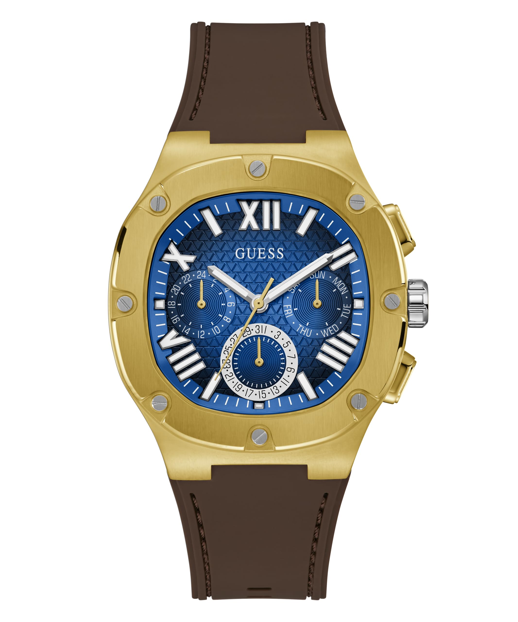 Foto 1 | Reloj Guess Para Hombre, Caja De 42 Mm, Esfera Azul Y Correa Marrón - Venta Internacional.