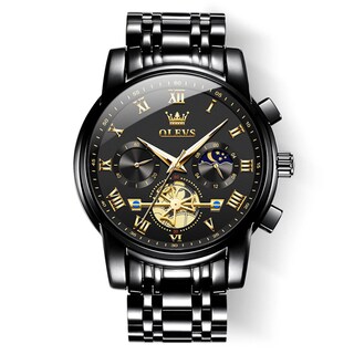 Foto 1 | Reloj Olevs Black Fashion Big Face Analógico De Cuarzo Para Hombre - Venta Internacional.