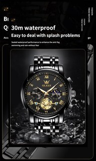 Foto 5 | Reloj Olevs Black Fashion Big Face Analógico De Cuarzo Para Hombre - Venta Internacional.