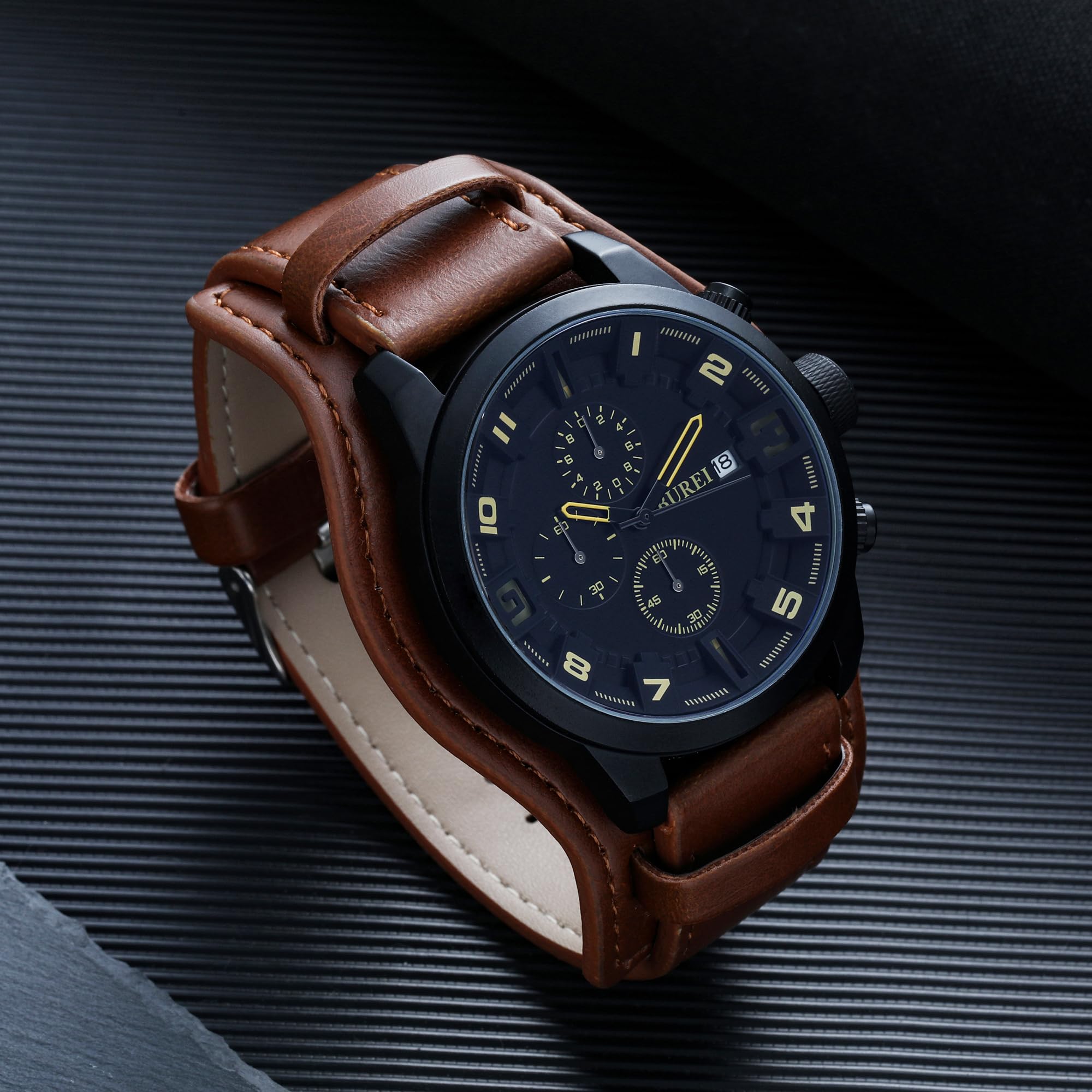 Foto 4 pulgar | Reloj Burei Sports Chronograph Para Hombre Con Correa De Piel Marrón - Venta Internacional.