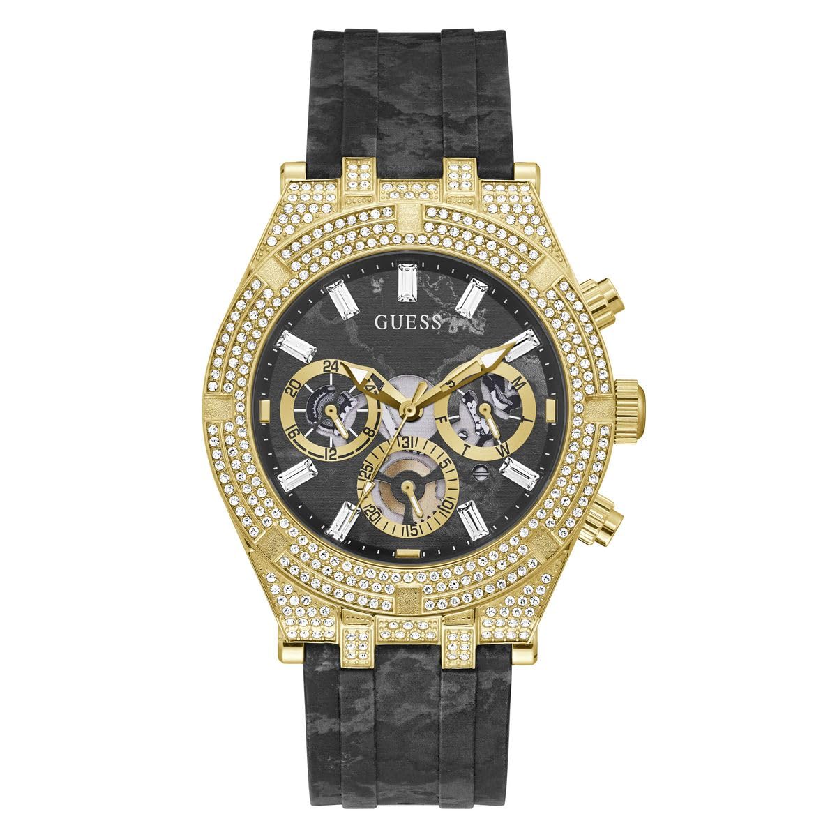 Reloj Deportivo Guess Crystal Multifunción 44 Mm Para Hombre, Color Negro - Venta Internacional.