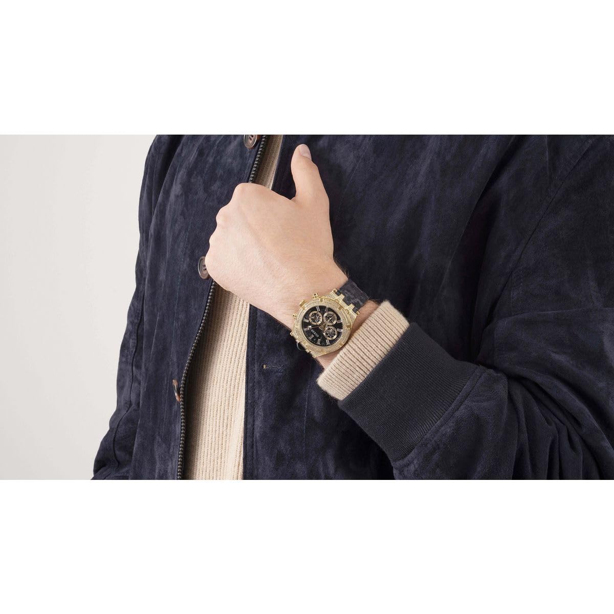 Foto 6 pulgar | Reloj Deportivo Guess Crystal Multifunción 44 Mm Para Hombre, Color Negro - Venta Internacional.