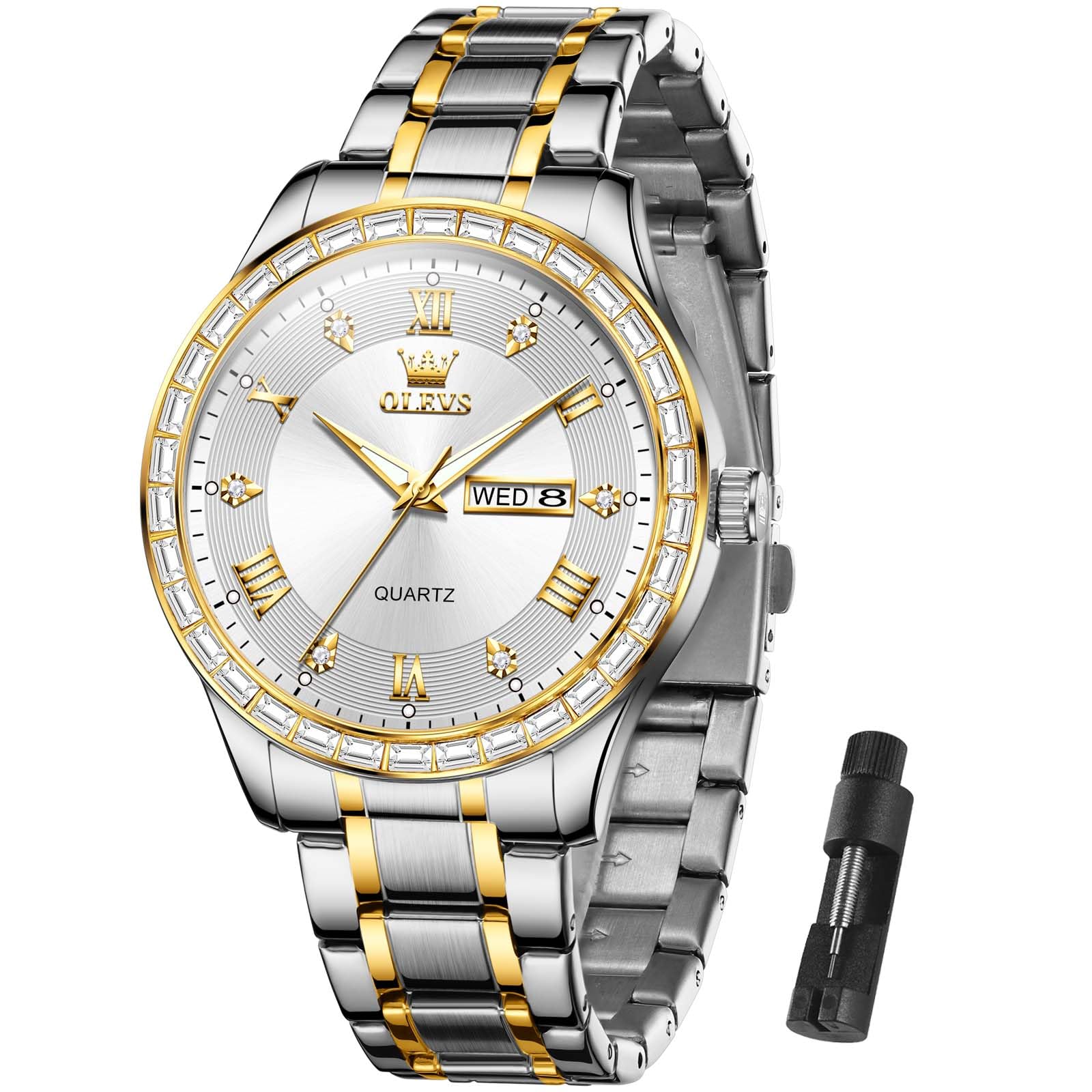 Foto 1 | Reloj Olevs De Cuarzo De Acero Inoxidable Impermeable De Lujo Para Hombre - Venta Internacional.