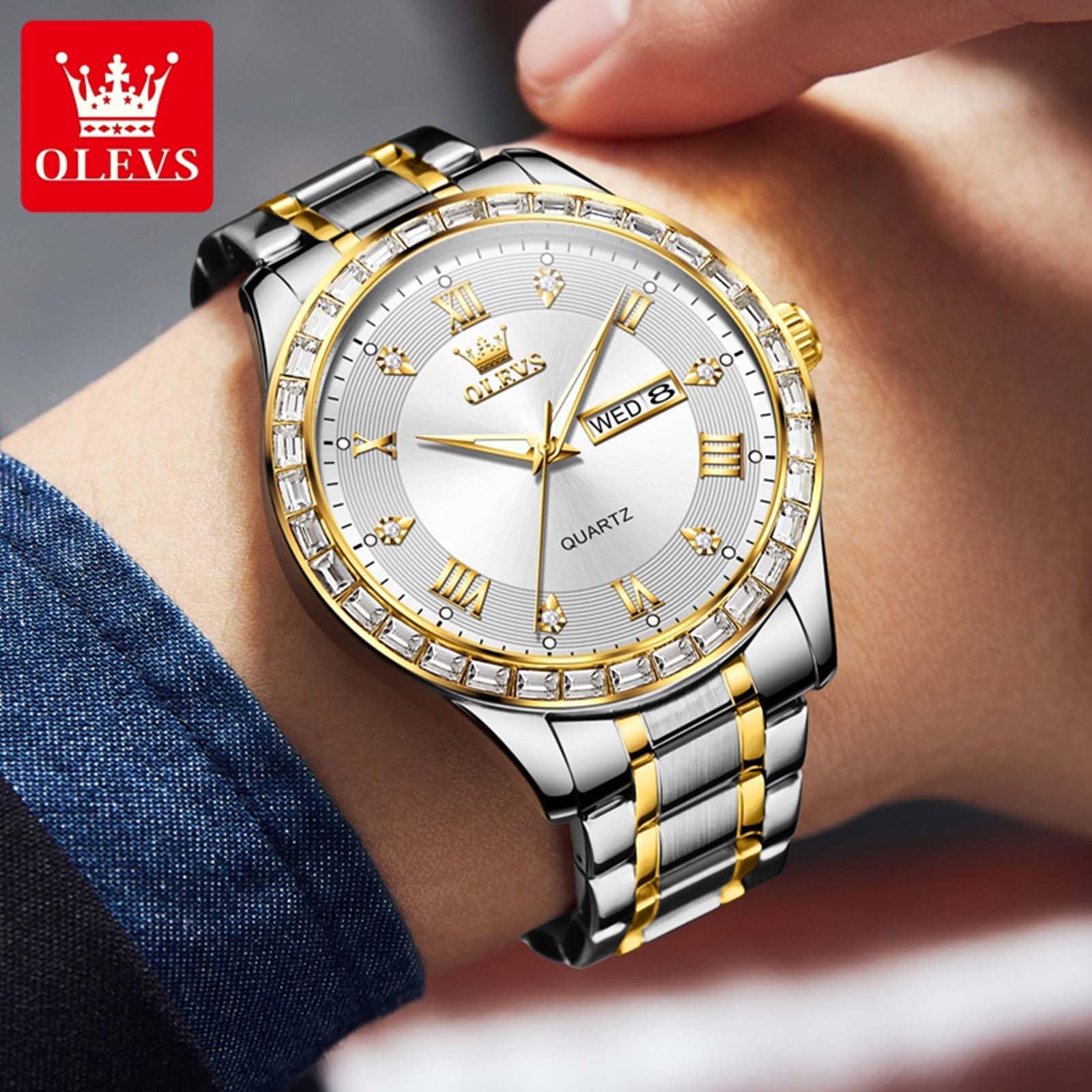 Foto 2 | Reloj Olevs De Cuarzo De Acero Inoxidable Impermeable De Lujo Para Hombre - Venta Internacional.