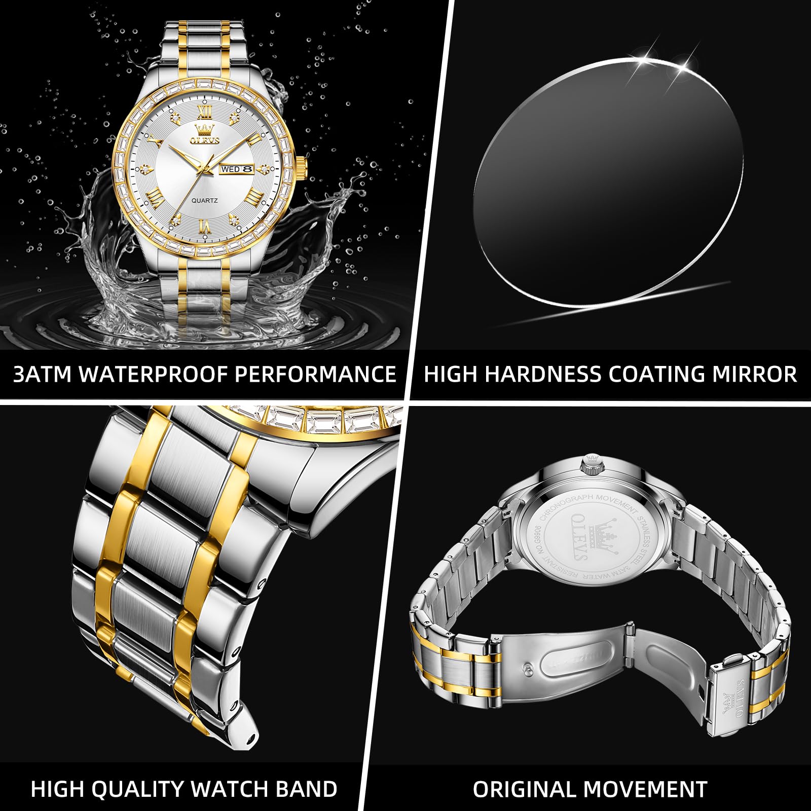 Foto 6 | Reloj Olevs De Cuarzo De Acero Inoxidable Impermeable De Lujo Para Hombre - Venta Internacional.