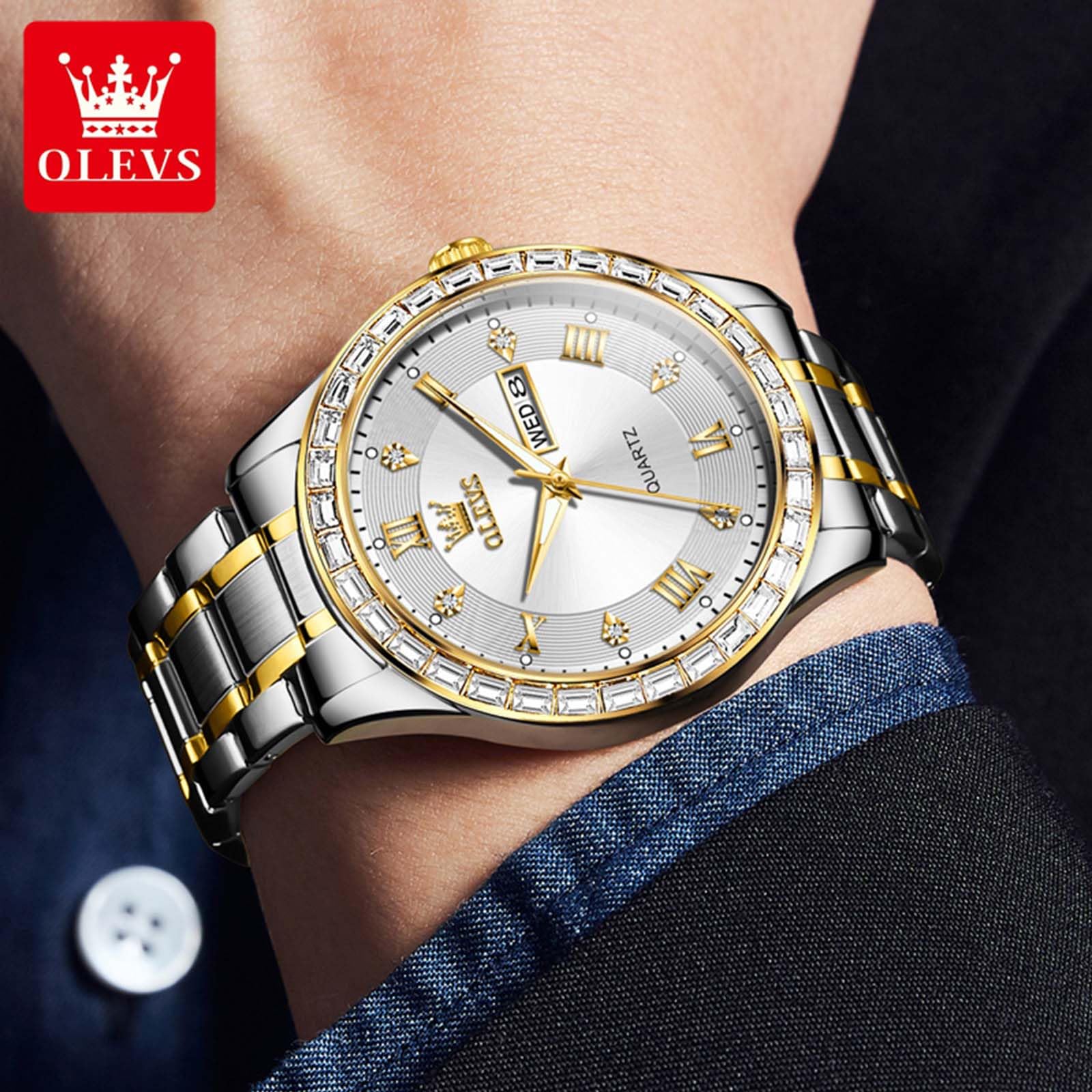 Foto 7 | Reloj Olevs De Cuarzo De Acero Inoxidable Impermeable De Lujo Para Hombre - Venta Internacional.