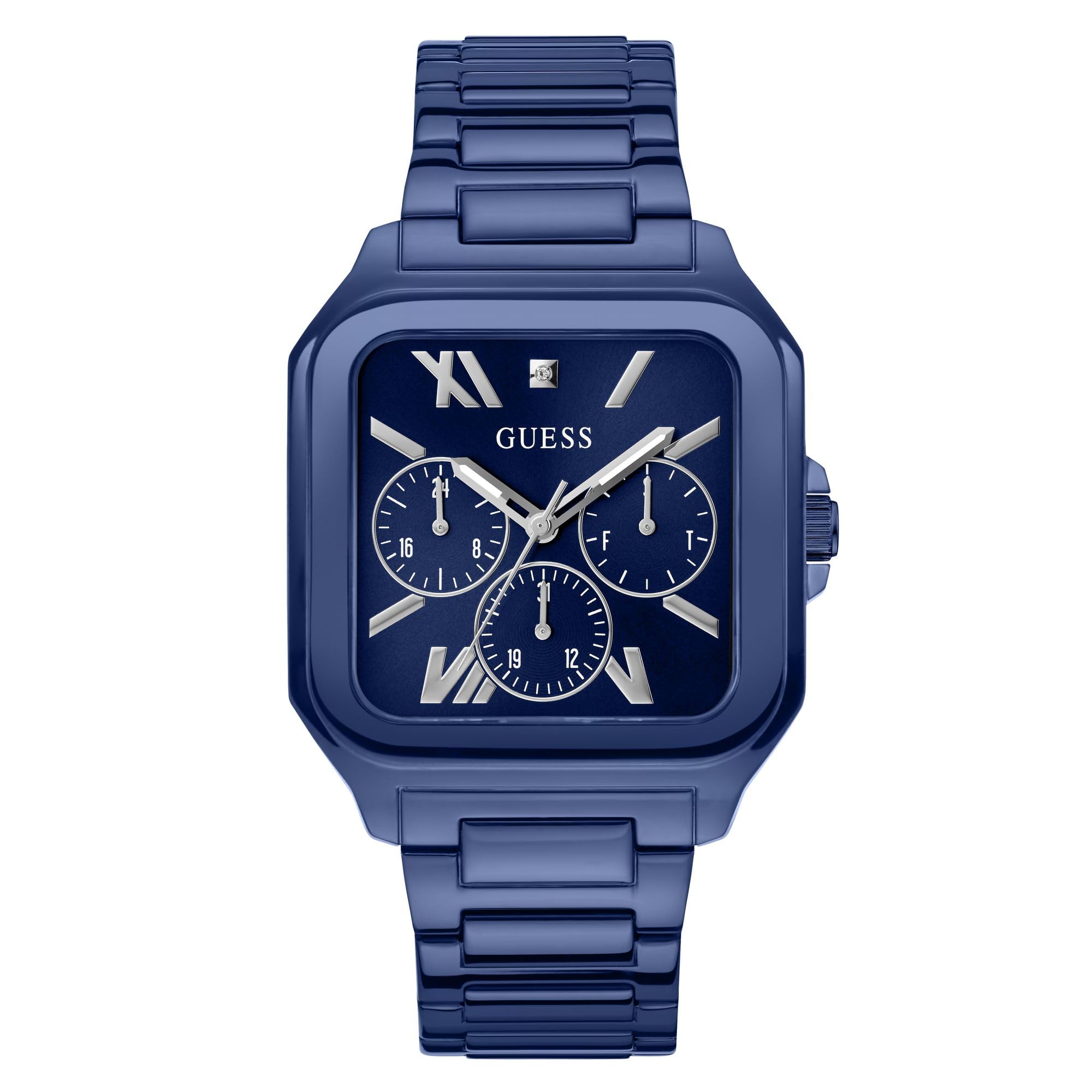 Foto 2 pulgar | Reloj Guess Para Hombre, Correa Azul De 42 Mm, Esfera Azul Y Caja De Acero Inoxidable - Venta Internacional.