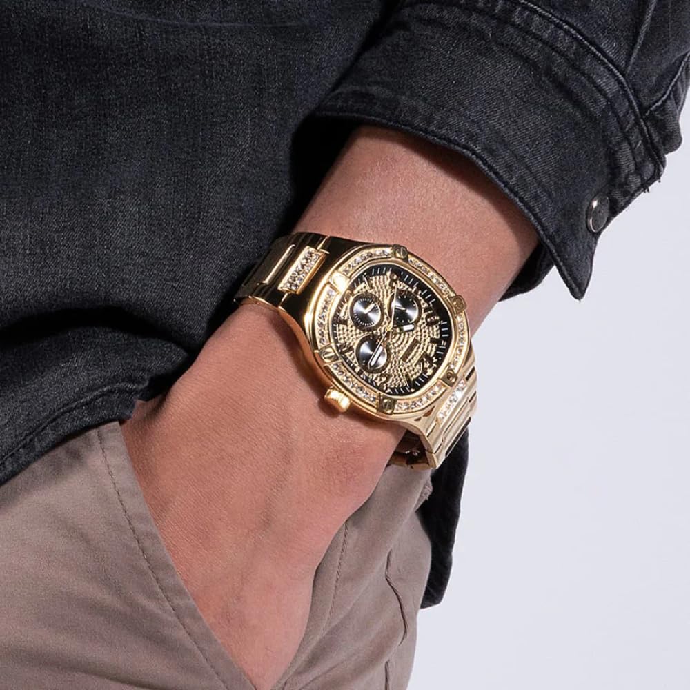 Foto 7 pulgar | Reloj Guess Para Hombre Con Caja De Acero Inoxidable De 46 Mm En Tono Dorado - Venta Internacional.