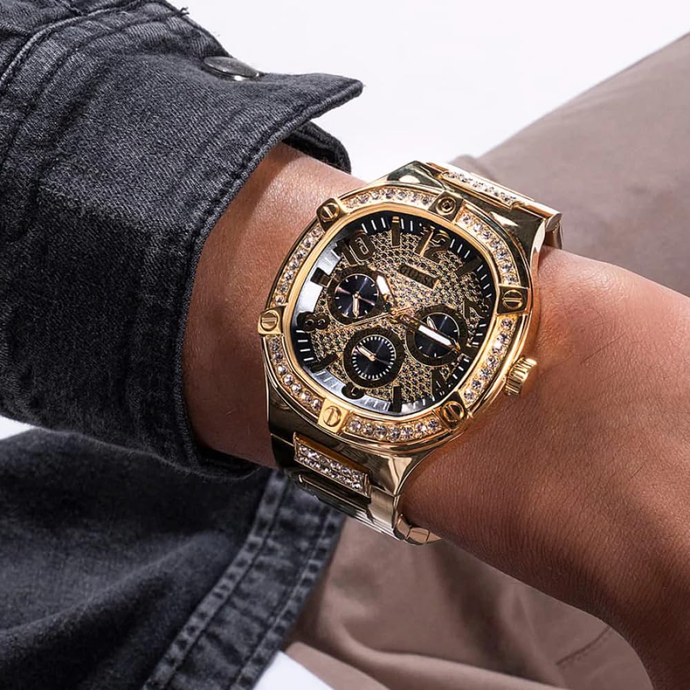 Foto 7 | Reloj Guess Para Hombre Con Caja De Acero Inoxidable De 46 Mm En Tono Dorado - Venta Internacional.