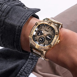 Foto 7 | Reloj Guess Para Hombre Con Caja De Acero Inoxidable De 46 Mm En Tono Dorado - Venta Internacional.