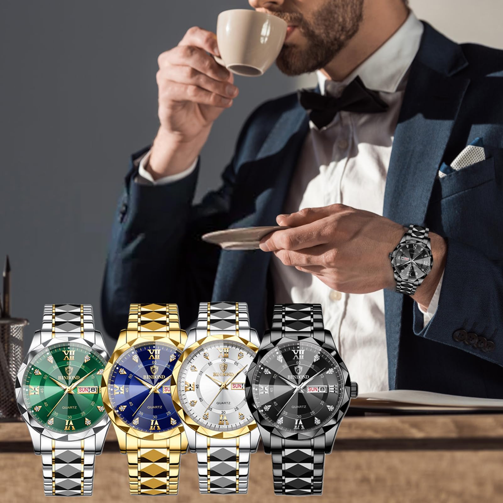 Foto 7 pulgar | Vestido De Negocios Con Diamantes Para Hombre Watch Yunanwa, De Acero Inoxidable - Venta Internacional.