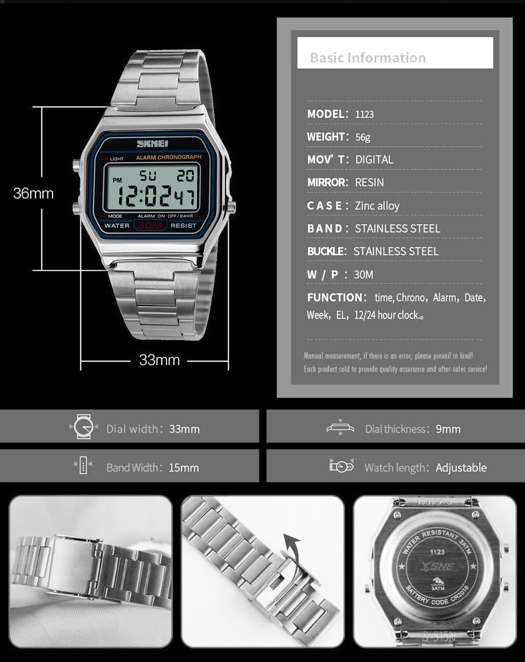 Foto 5 pulgar | Reloj Digital Sne De Acero Inoxidable Resistente Al Agua Para Hombre - Venta Internacional.