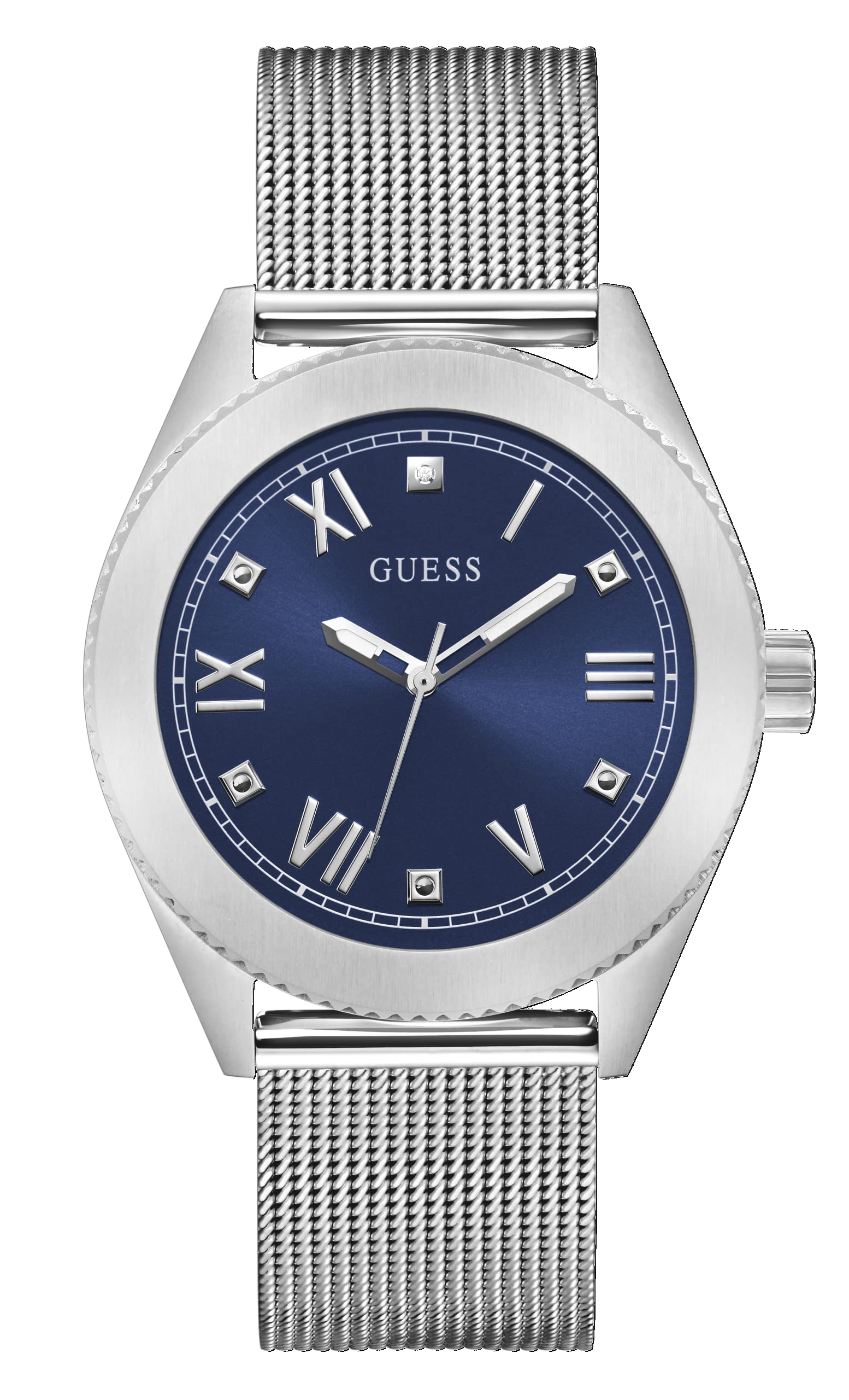 Foto 2 pulgar | Pulsera Watch Guess Para Hombre En Tono Plateado, Caja Plateada De 44 Mm - Venta Internacional.