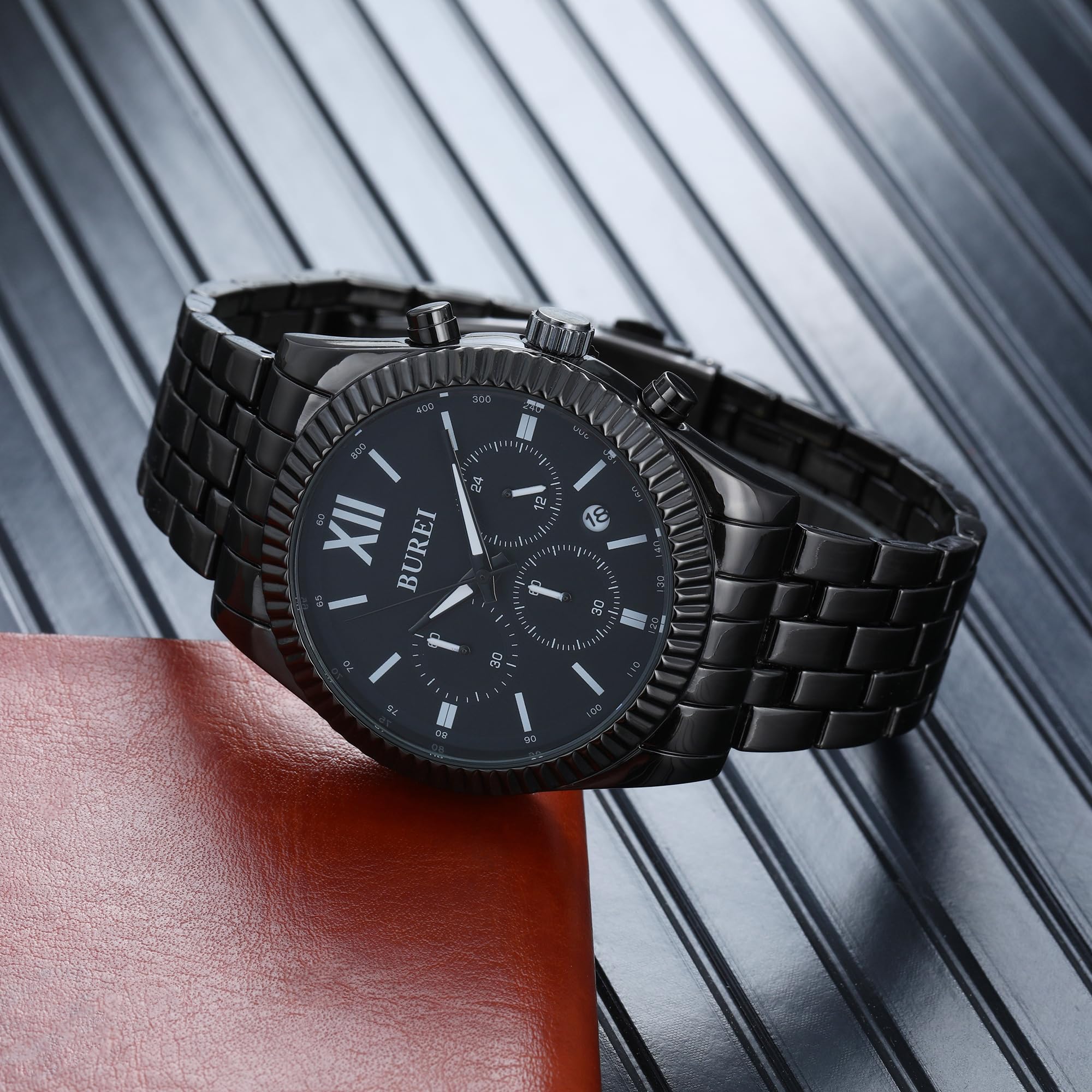 Foto 4 pulgar | Reloj Burei De Moda Para Hombre, Analógico, De Acero Inoxidable, 3 Atm - Venta Internacional.