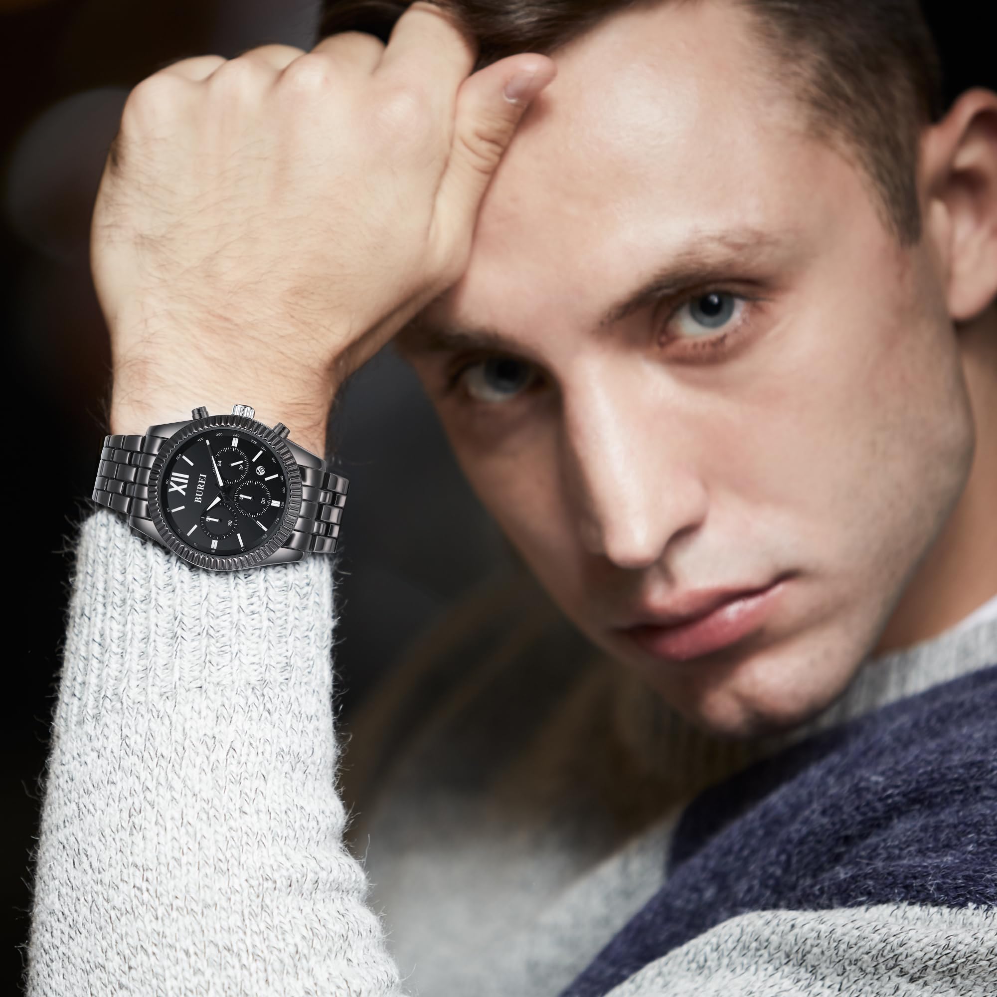 Foto 7 pulgar | Reloj Burei De Moda Para Hombre, Analógico, De Acero Inoxidable, 3 Atm - Venta Internacional.