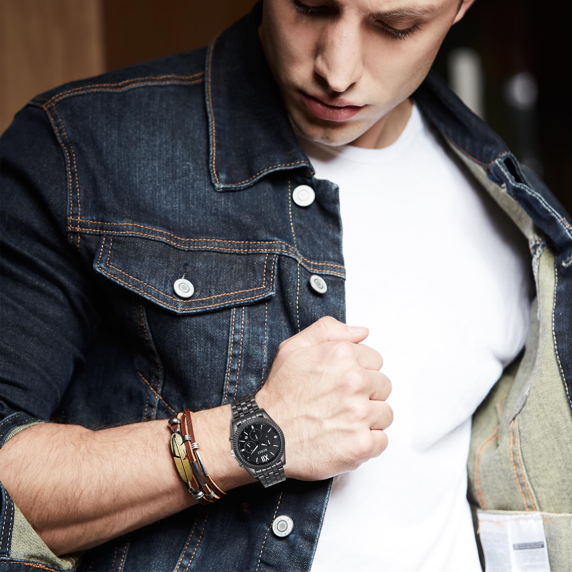 Foto 7 | Reloj Burei De Moda Para Hombre, Analógico, De Acero Inoxidable, 3 Atm - Venta Internacional.
