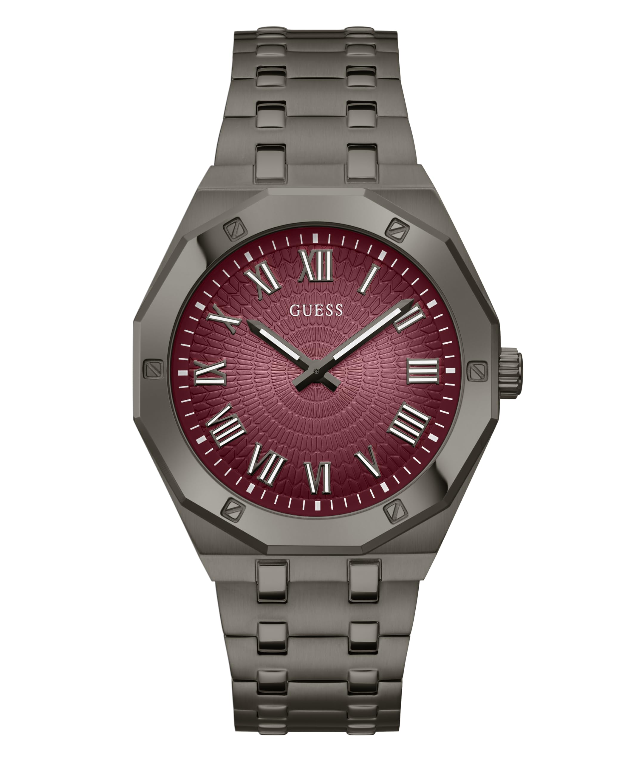 Foto 2 pulgar | Reloj Guess Para Hombre, Pulsera Gunmetal, Caja De 42 Mm, Esfera Roja - Venta Internacional.