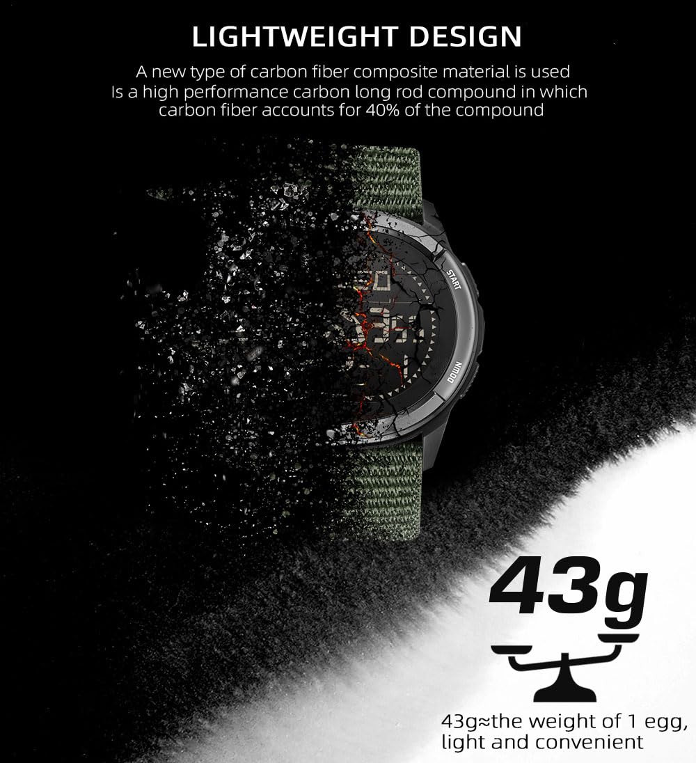 Foto 3 | Reloj North Edge De Fibra De Carbono Para Hombre, Resistente Al Agua, 50 M - Venta Internacional.