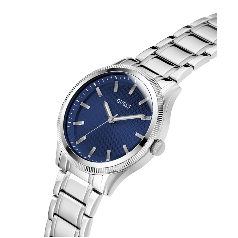 Foto 4 | Reloj Guess Para Hombre En Tono Plateado Con Esfera Azul, Caja De 44 Mm Y Pulsera De 20 Cm - Venta Internacional.