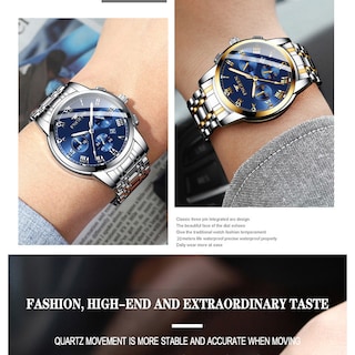 Foto 4 | Reloj De Negocios Con Correa De Acero Que Brilla En La Oscuridad Para Hombre - Venta Internacional.