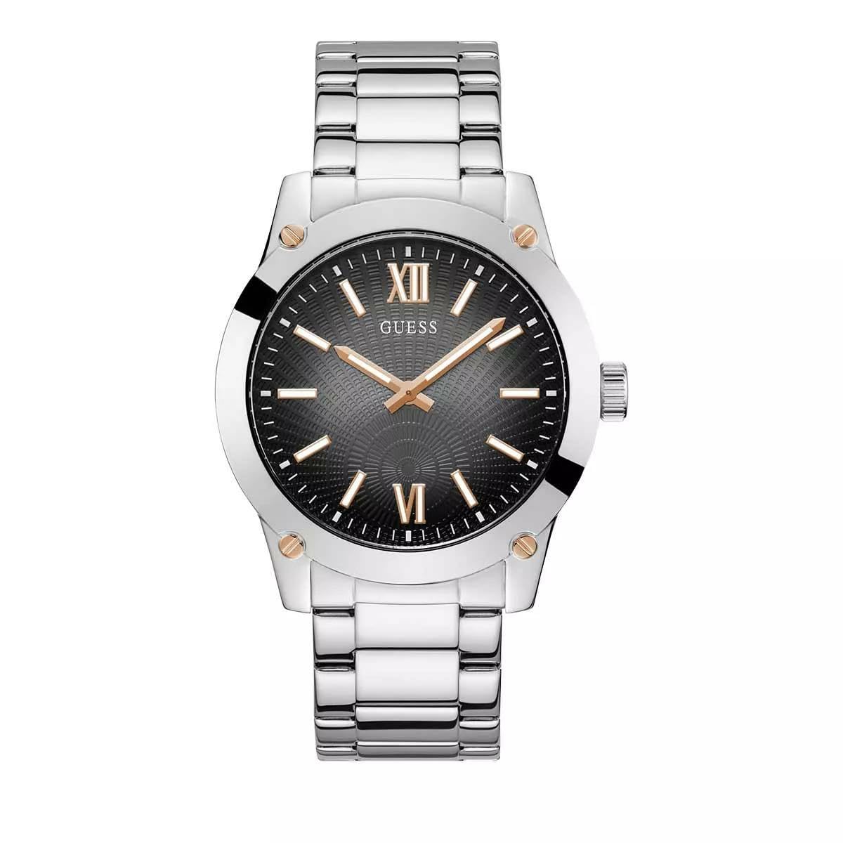 Reloj Guess Para Hombre Gunmetal, Caja De 44 Mm Con Correa Plateada - Venta Internacional.