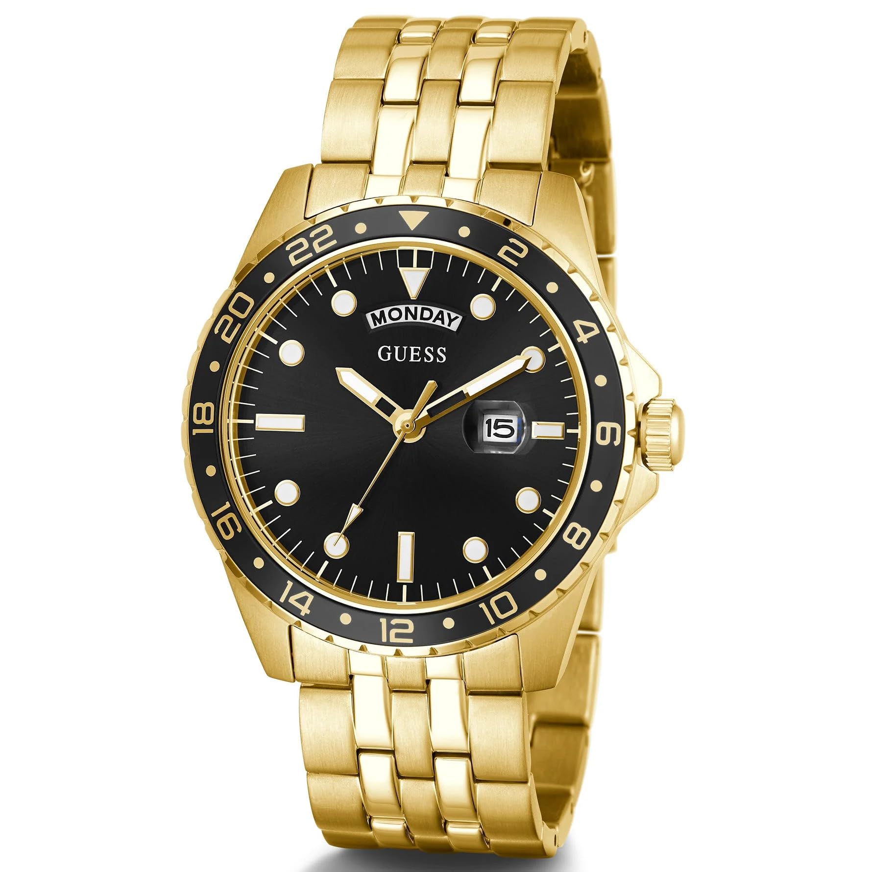 Foto 4 pulgar | Reloj Guess Dress Day-date De 44 Mm Para Hombre, Negro Y Dorado - Venta Internacional.