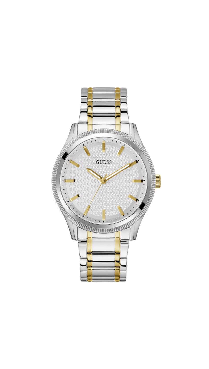 Reloj Guess Para Hombre, Pulsera Bicolor, 44 Mm, Esfera Plateada - Venta Internacional.