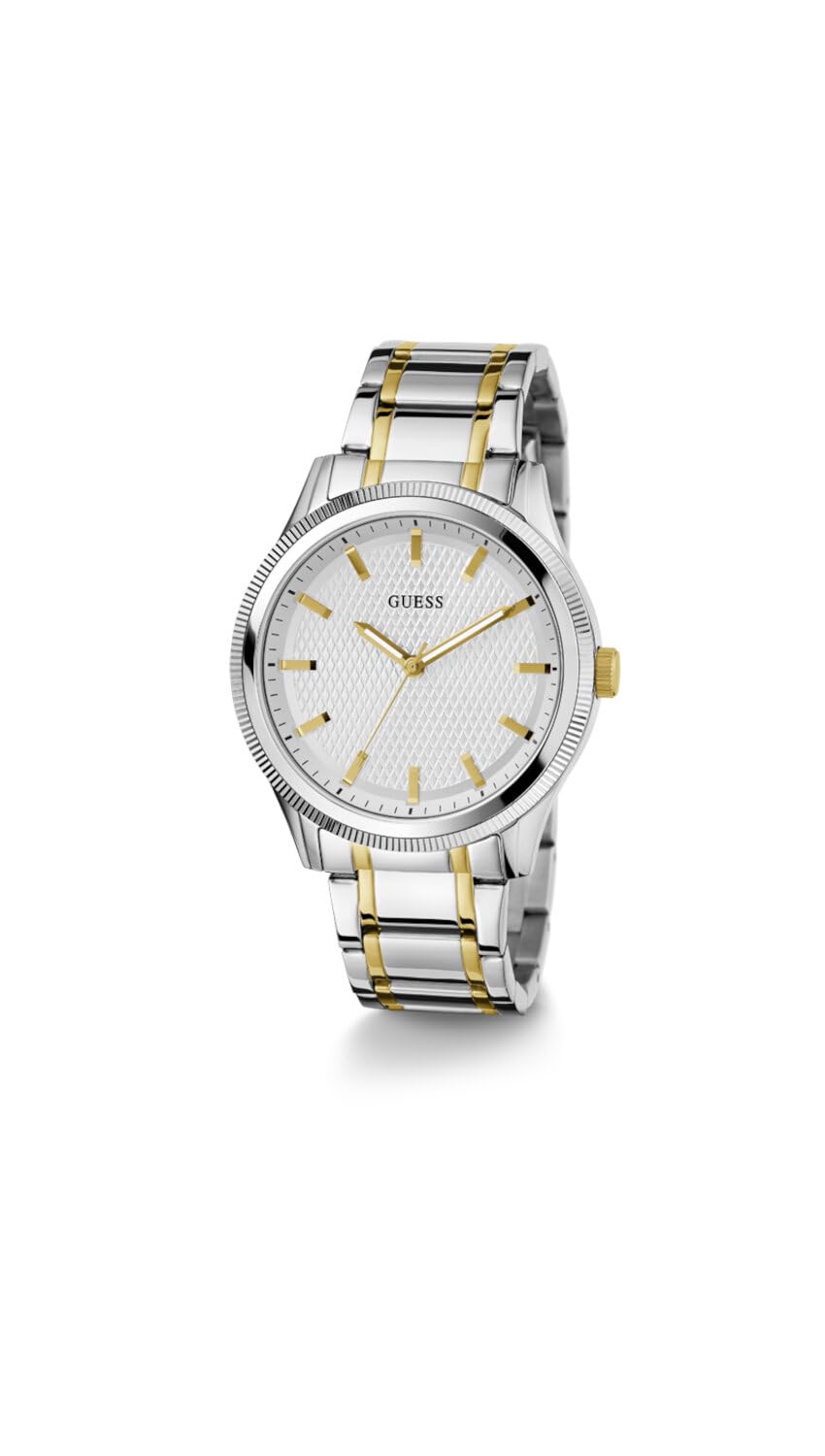 Foto 3 pulgar | Reloj Guess Para Hombre, Pulsera Bicolor, 44 Mm, Esfera Plateada - Venta Internacional.