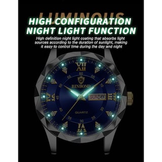 Foto 5 | Reloj Impermeable Que Brilla En La Oscuridad Con Doble Calendario Para Hombre, 43 Mm - Venta Internacional.