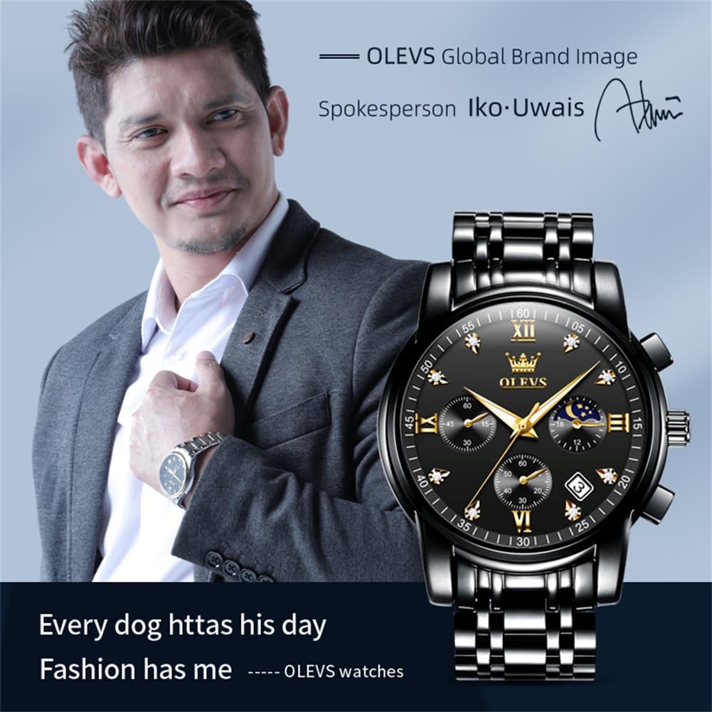 Foto 4 pulgar | Reloj Olevs Chronograph Diamond Quartz Moon Phase Para Hombre - Venta Internacional.