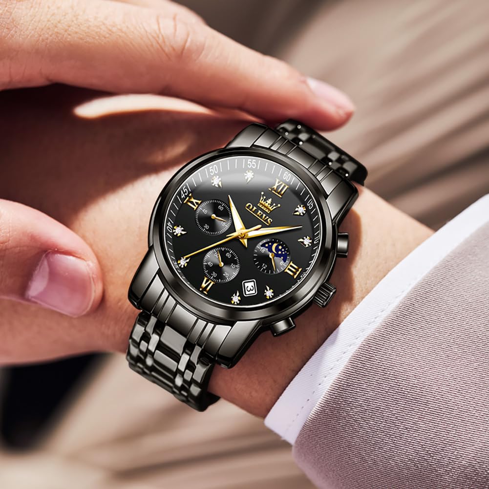 Foto 7 pulgar | Reloj Olevs Chronograph Diamond Quartz Moon Phase Para Hombre - Venta Internacional.