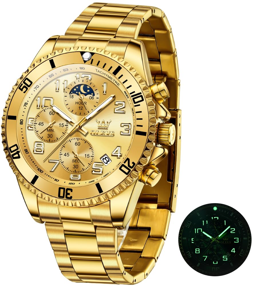 Foto 2 pulgar | Reloj Olevs Chronograph Big Face Impermeable Para Hombre - Venta Internacional.