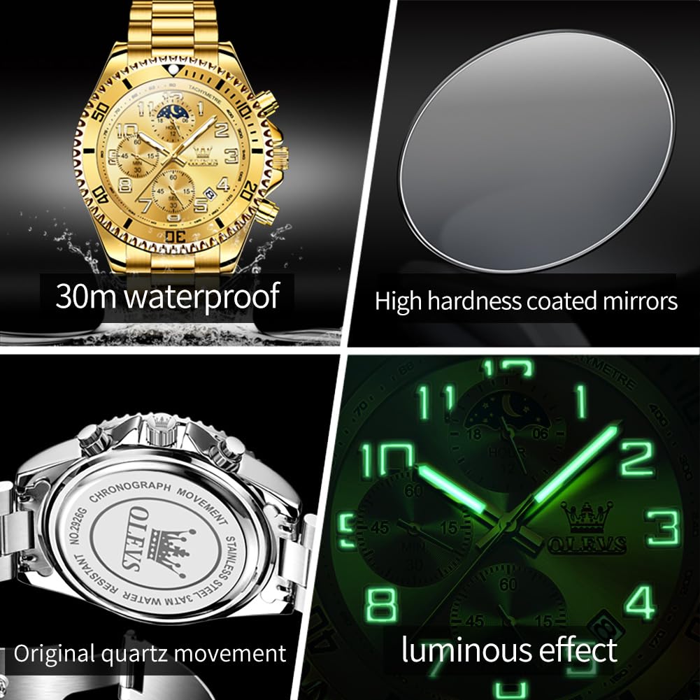 Foto 5 pulgar | Reloj Olevs Chronograph Big Face Impermeable Para Hombre - Venta Internacional.