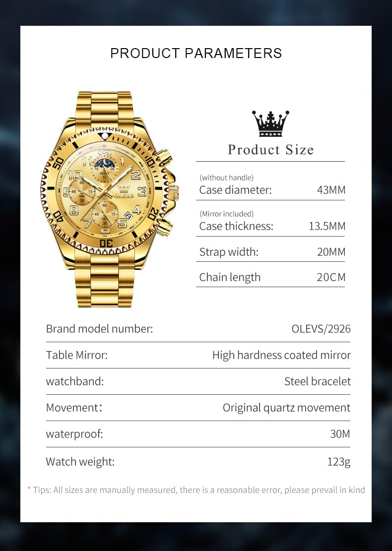 Foto 6 | Reloj Olevs Chronograph Big Face Impermeable Para Hombre - Venta Internacional.