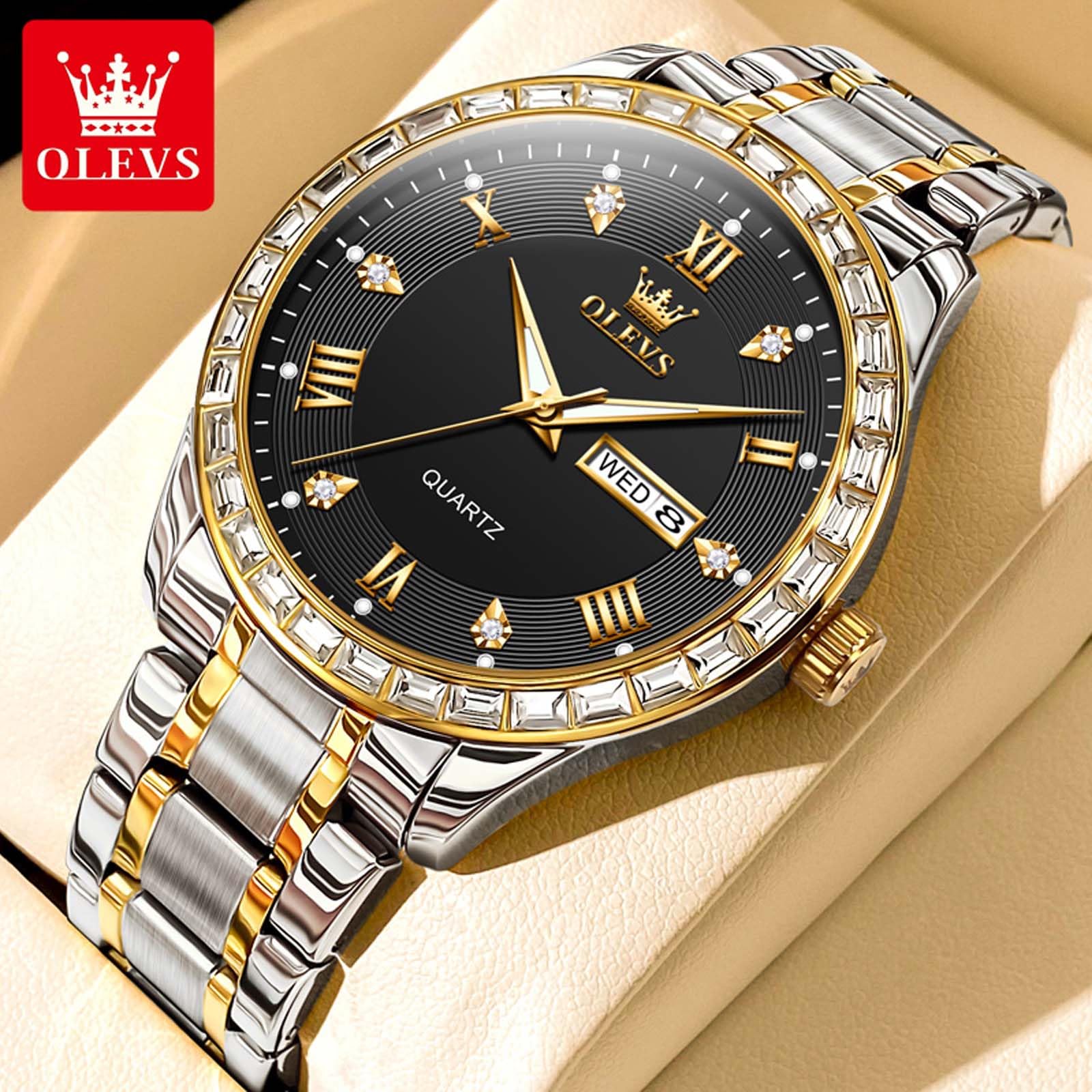 Foto 4 pulgar | Reloj Olevs Big Face De Acero Inoxidable, Cuarzo, Impermeable, Para Hombre - Venta Internacional.
