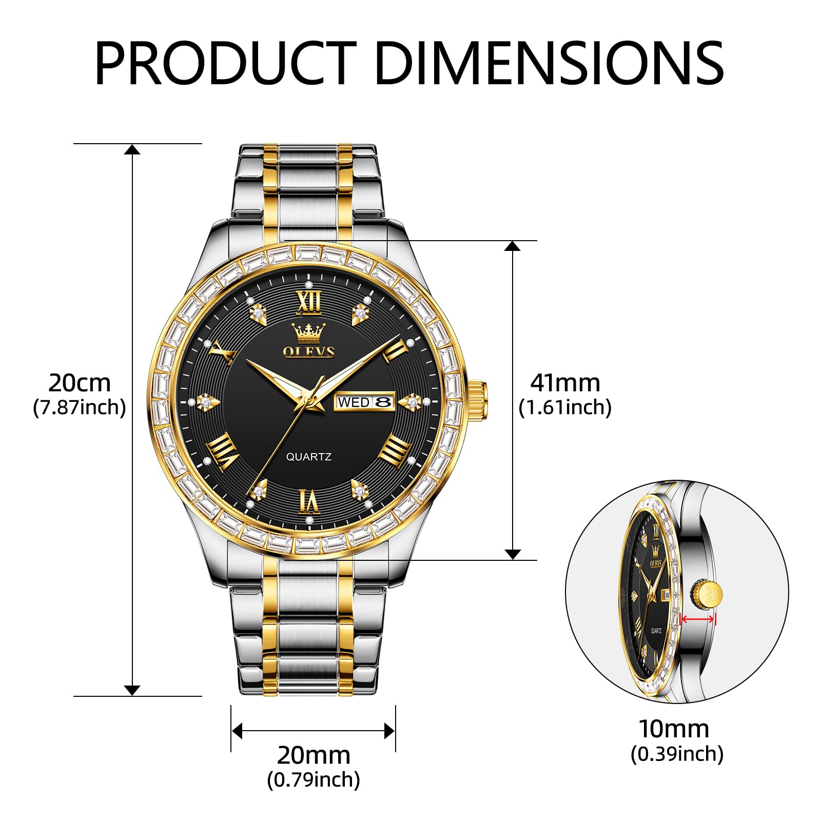 Foto 5 pulgar | Reloj Olevs Big Face De Acero Inoxidable, Cuarzo, Impermeable, Para Hombre - Venta Internacional.