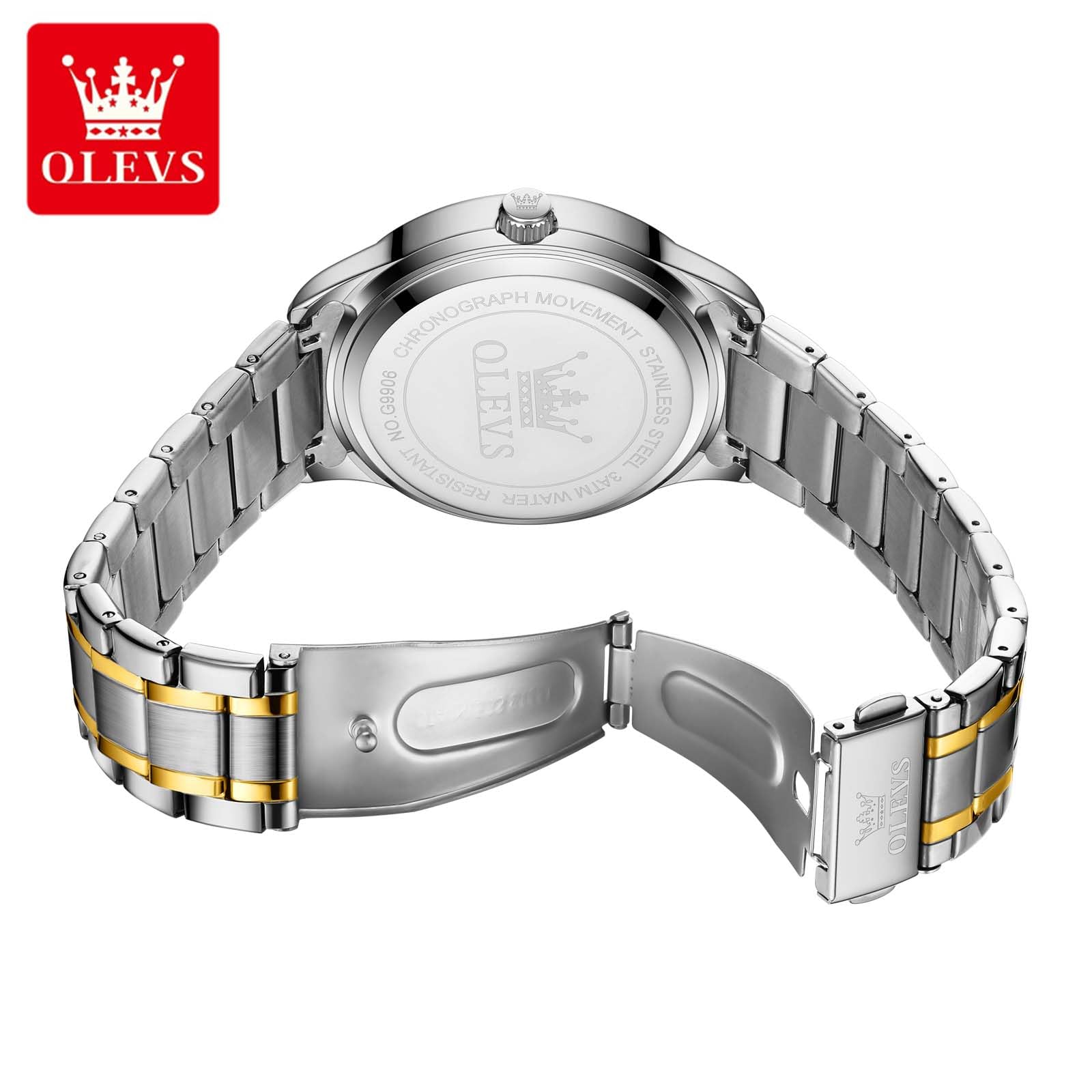 Foto 5 | Reloj Olevs Big Face De Acero Inoxidable, Cuarzo, Impermeable, Para Hombre - Venta Internacional.