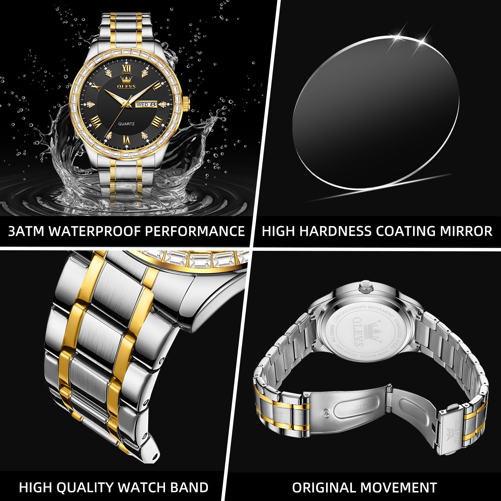Foto 6 | Reloj Olevs Big Face De Acero Inoxidable, Cuarzo, Impermeable, Para Hombre - Venta Internacional.