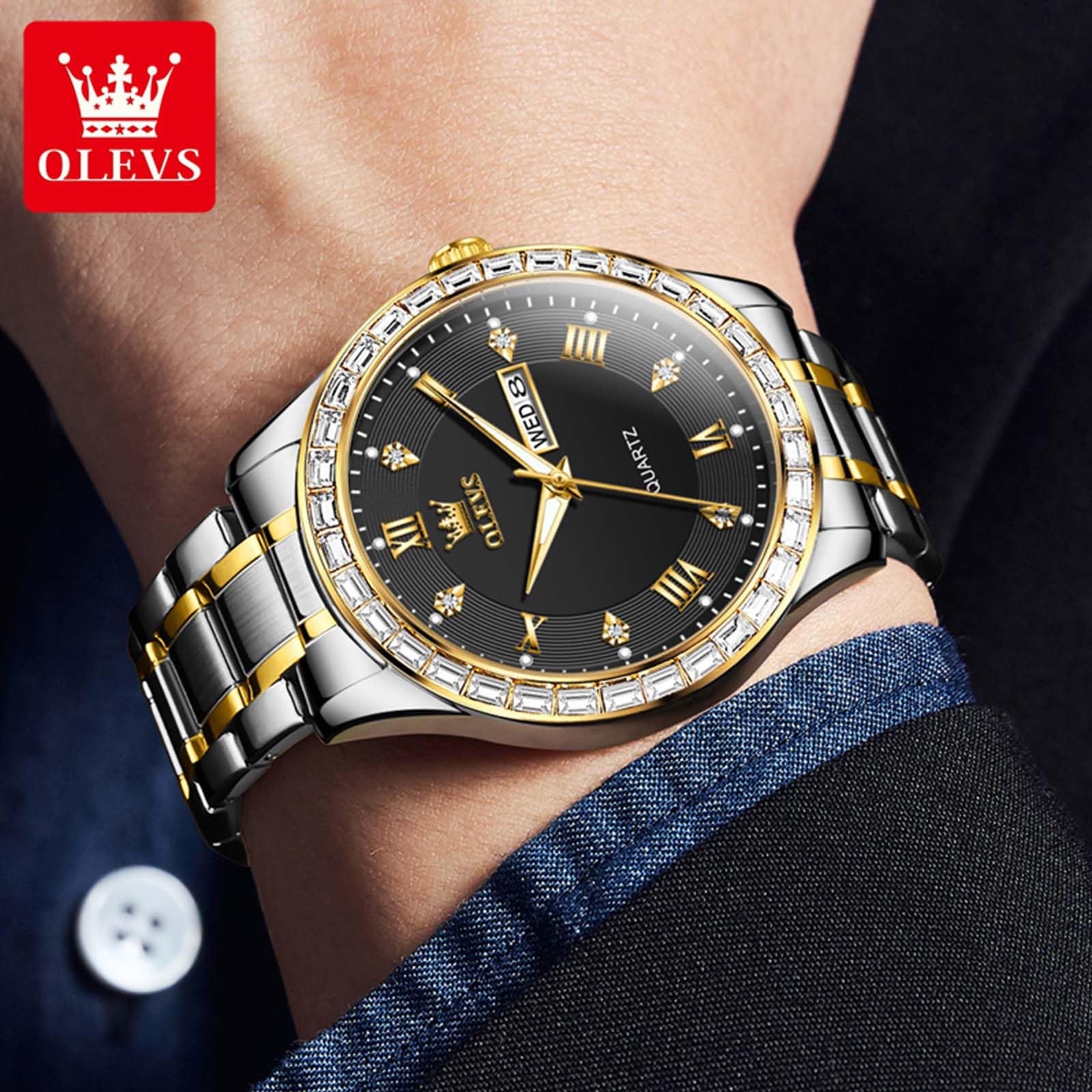 Foto 7 | Reloj Olevs Big Face De Acero Inoxidable, Cuarzo, Impermeable, Para Hombre - Venta Internacional.