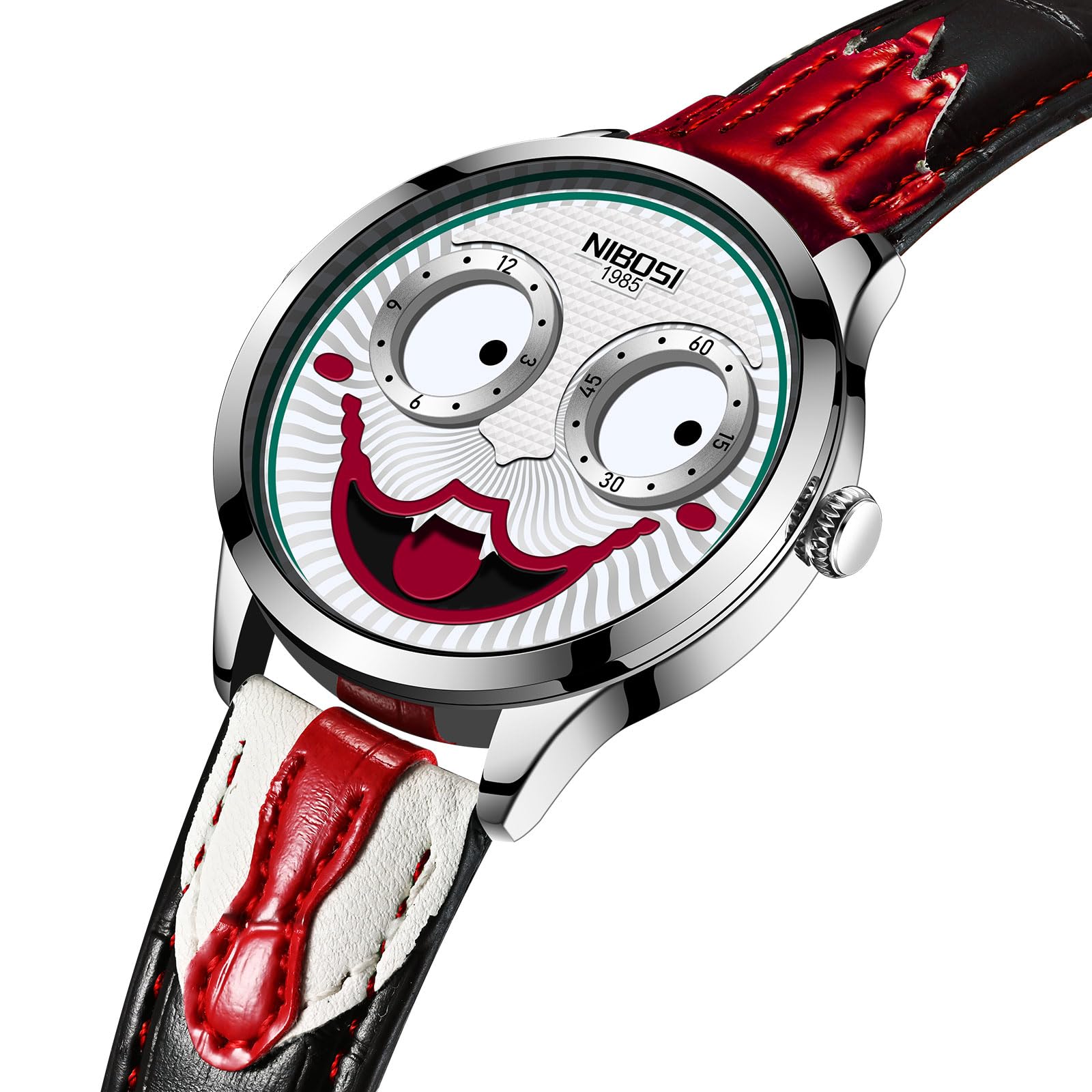 Foto 2 | Reloj Analógico Nibosi Clown Quartz Para Hombre Con Correa De Piel - Venta Internacional.