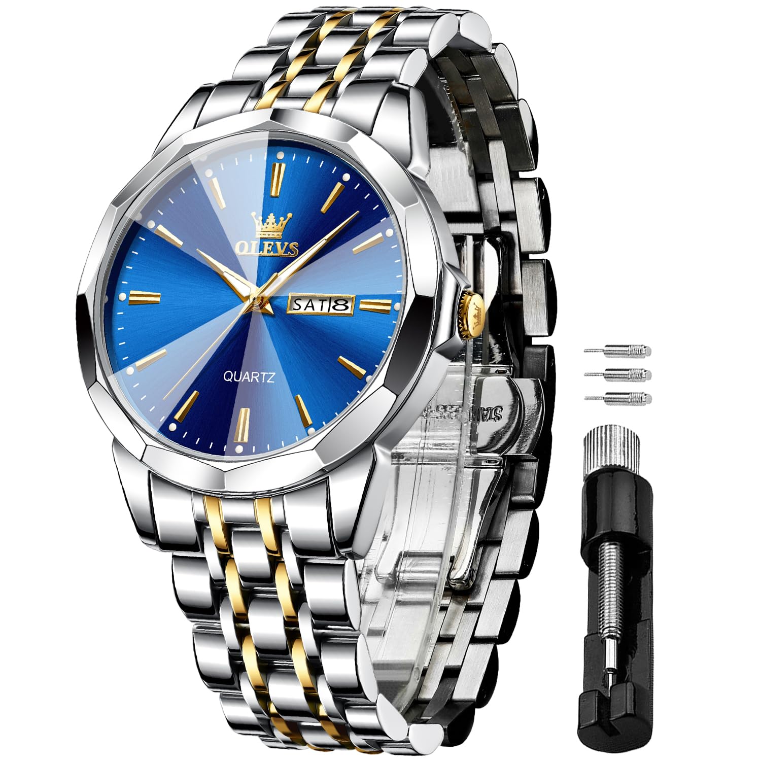 Foto 2 pulgar | Reloj Olevs Blue Waterproof Diamond Business Para Hombre - Venta Internacional.