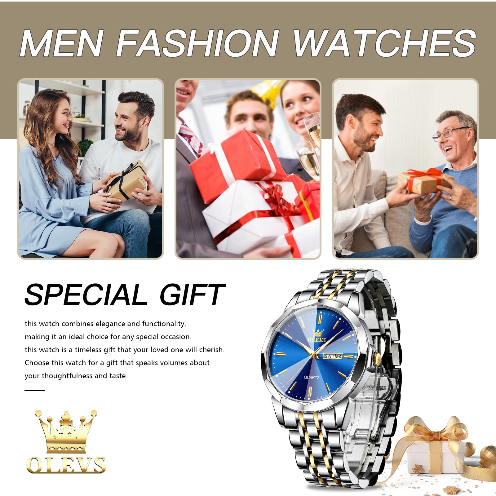 Foto 7 pulgar | Reloj Olevs Blue Waterproof Diamond Business Para Hombre - Venta Internacional.