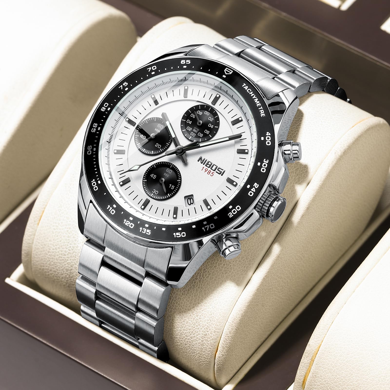 Foto 5 | Reloj Nibosi Cronógrafo Analógico De Cuarzo De Acero Inoxidable Para Hombre - Venta Internacional.