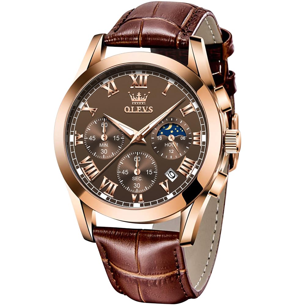Foto 1 | Reloj Olevs Para Hombre, Cronógrafo De Cuero Negro, Resistente Al Agua - Venta Internacional.
